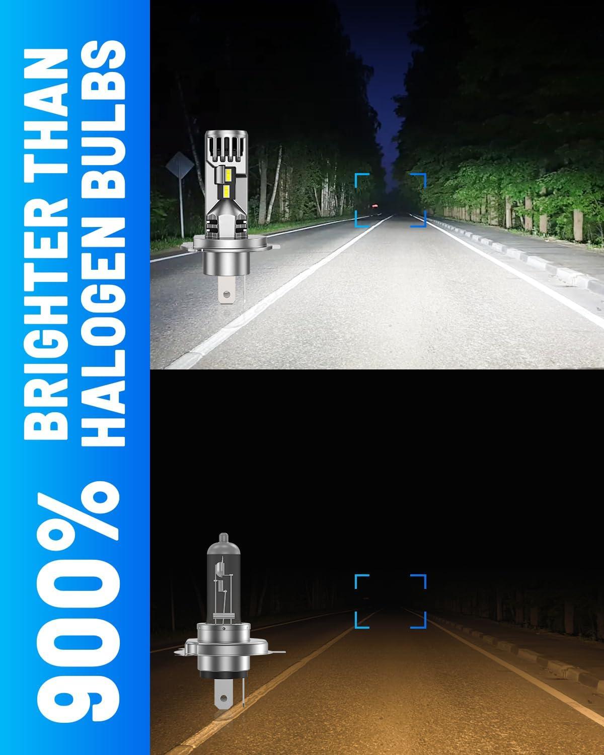 imageFAHREN H4 LED Light Bulbs 800 Super Bright 9003 HighLow Beam Driving Fog ampamp Spot Lights with 12000 RPM Turbo Fan 6500K Cool White IP68 Waterproof Pack of 2