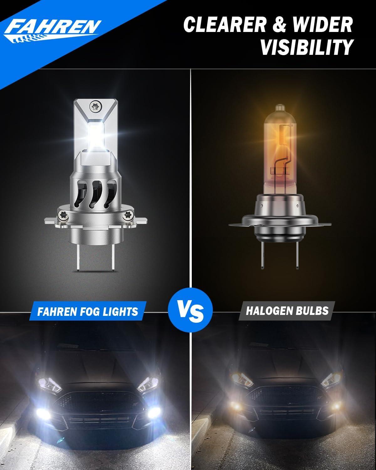 imageFAHREN H7 LED Light Bulbs 30000LM Super Brightness 11 Size No Adapter Needed Plug ampamp Play 6500k White with 16 CSP Chips Canbus Ready NonPolarity H7 Fog Bulb with Turbo Fan IP68 Pack of 2H7