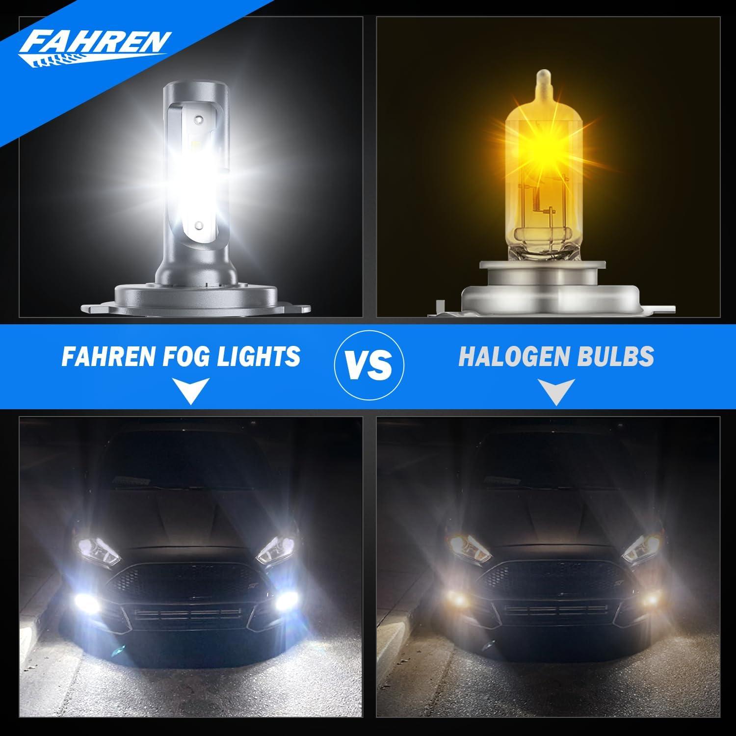 imageFAHREN H7 LED Light Bulbs 30000LM Super Brightness 11 Size No Adapter Needed Plug ampamp Play 6500k White with 16 CSP Chips Canbus Ready NonPolarity H7 Fog Bulb with Turbo Fan IP68 Pack of 2H49003