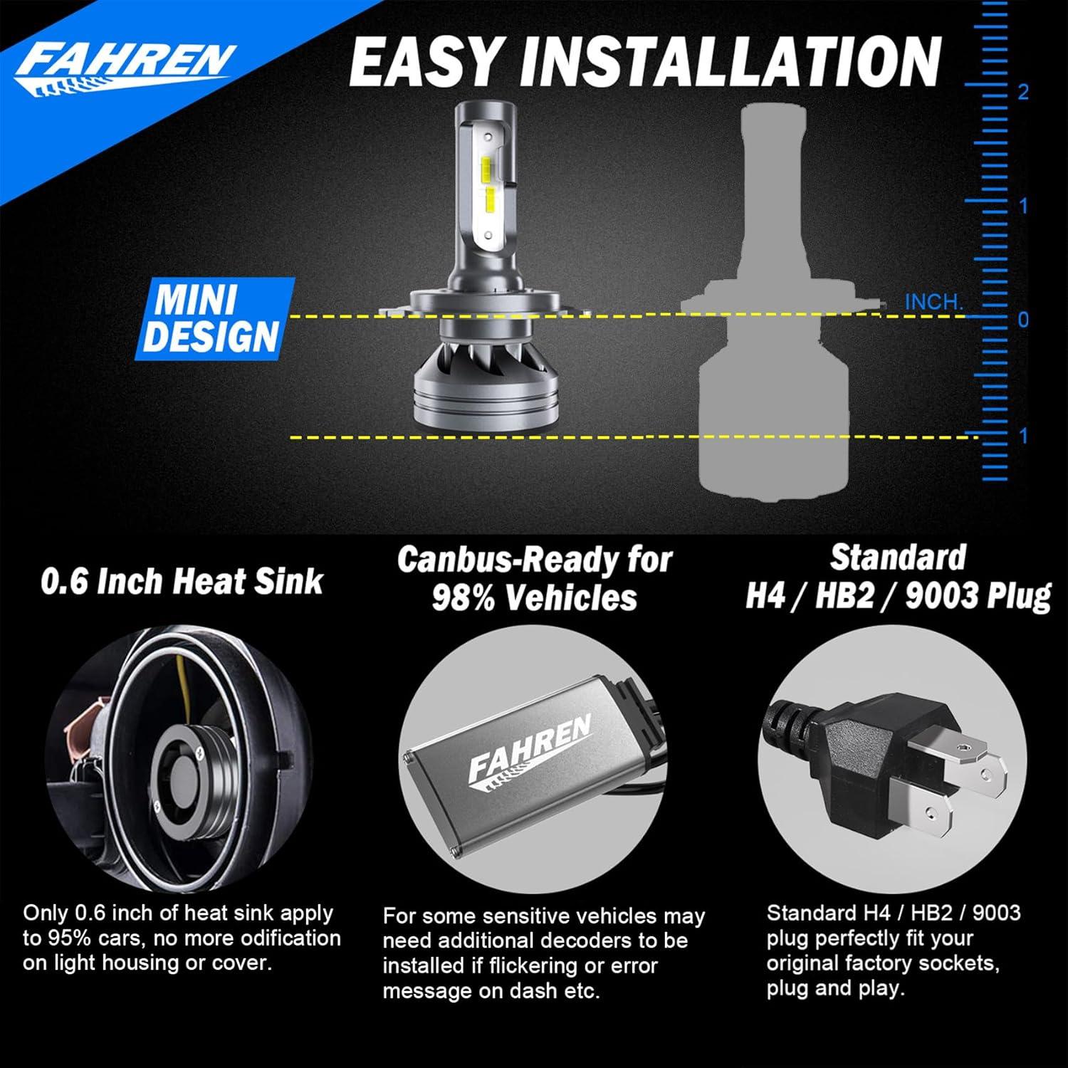 imageFAHREN H7 LED Light Bulbs 30000LM Super Brightness 11 Size No Adapter Needed Plug ampamp Play 6500k White with 16 CSP Chips Canbus Ready NonPolarity H7 Fog Bulb with Turbo Fan IP68 Pack of 2H49003