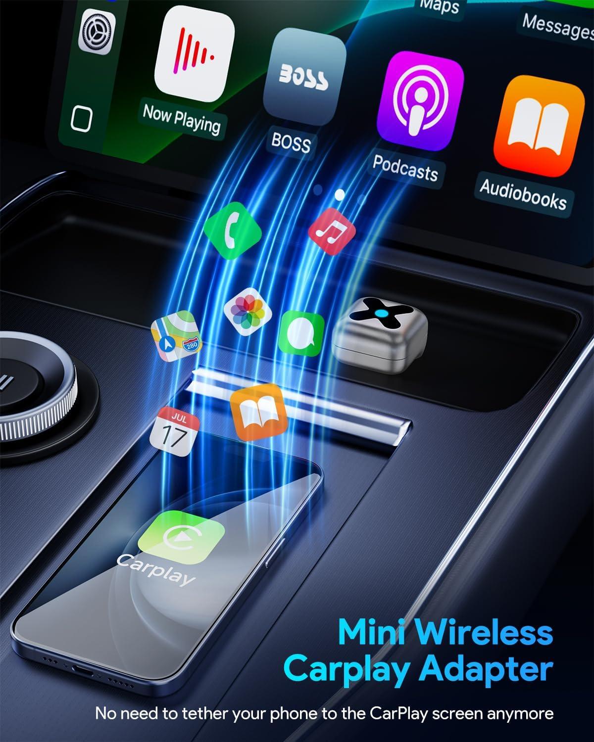 imageFAHREN UltraMini Carplay Adapter A9 Chip 35s Auto Connect Convert Wired CarPlayAndroid Auto to Wireless USBCUSBAExtension Cable Compatible with iOS 10 Android 10 CEROHSFCC
