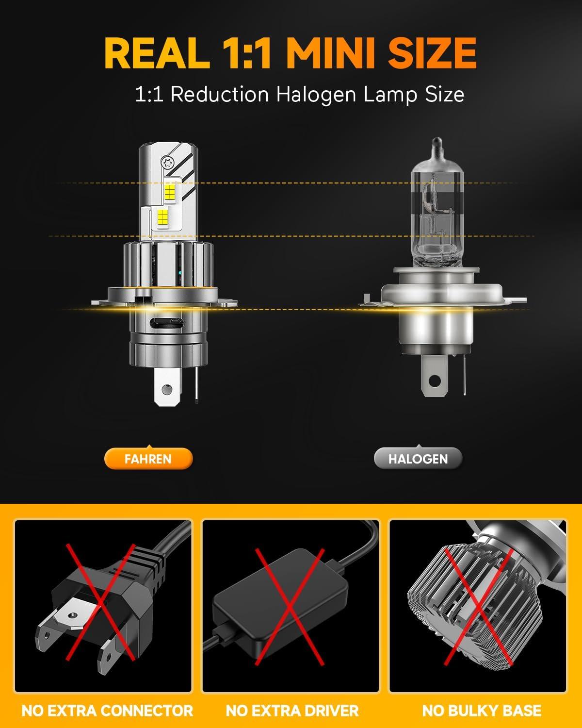 imageFAHREN Upgraded H139008 Bulb Modern ampamp Brightest 40000LM 6500K UltraBright Bulb 11 Mini Size No Adapter Required 9008 Fog Light bulb Quick Install Light Kit H13 bulbsPack of 2H49003