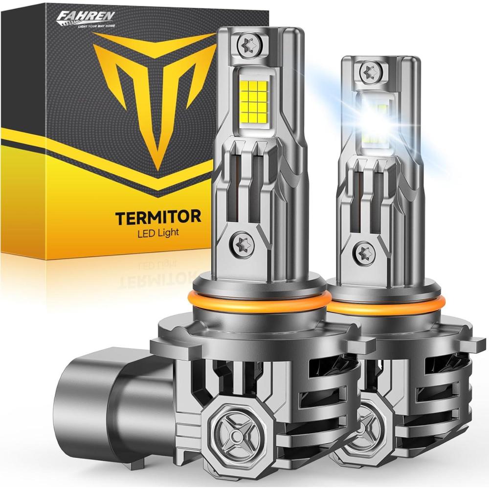 imageFAHREN H11H9H8 9005HB3 LED Bulbs Combo 130000LM 1000 UltraBright Real 11 Mini Size 11 Mini Size Halogen Replacement 6500K Cool White NonPolarity Plug and Play Pack of 49012HIR2