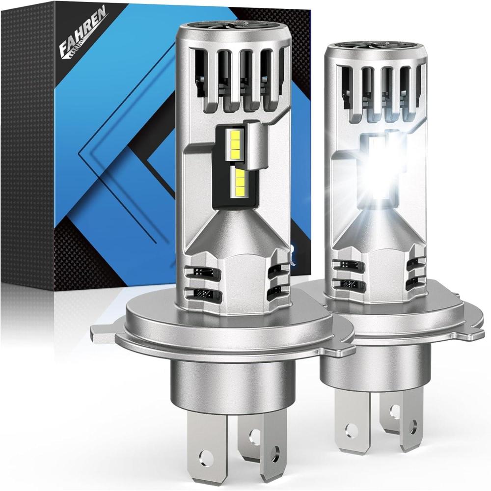 imageFAHREN H4 LED Light Bulbs 800 Super Bright 9003 HighLow Beam Driving Fog ampamp Spot Lights with 12000 RPM Turbo Fan 6500K Cool White IP68 Waterproof Pack of 2