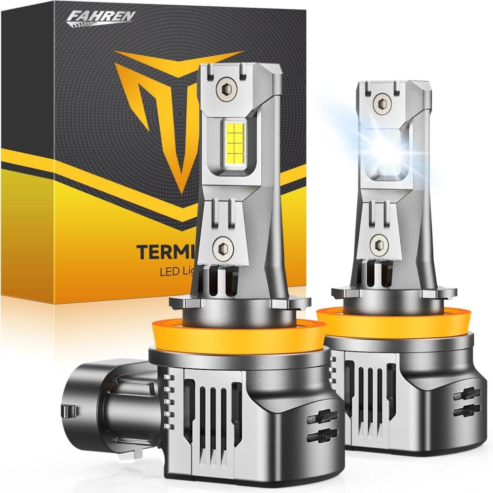 imageFAHREN Latest ampamp Brightest H13 LED Bulbs 1200 12X 70000LM Extreme Brightness 9008 bulb 6500K Cool White 11 Min SizeIP68 WaterproofPack of 2Fog Bulbs HIDPlugNPlayH11H8H9