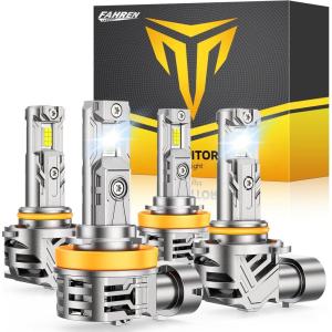 imageFAHREN H11 9005 Light bulbs combo UpgradedampampBrightest 60000LM 900 Super Bright H9 H8 HB3 offRoad Use or Fog light Bulbs 6500k White NonPolarity Plug and Play Pack of 4H119005