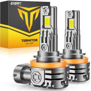 imageFAHREN H11H9H8 9005HB3 LED Bulbs Combo 130000LM 1000 UltraBright Real 11 Mini Size 11 Mini Size Halogen Replacement 6500K Cool White NonPolarity Plug and Play Pack of 4H11H8H9