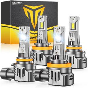 imageFAHREN Latest ampamp Brightest H13 LED Bulbs 1200 12X 70000LM Extreme Brightness 9008 bulb 6500K Cool White 11 Min SizeIP68 WaterproofPack of 2Fog Bulbs HIDPlugNPlayH11 9005
