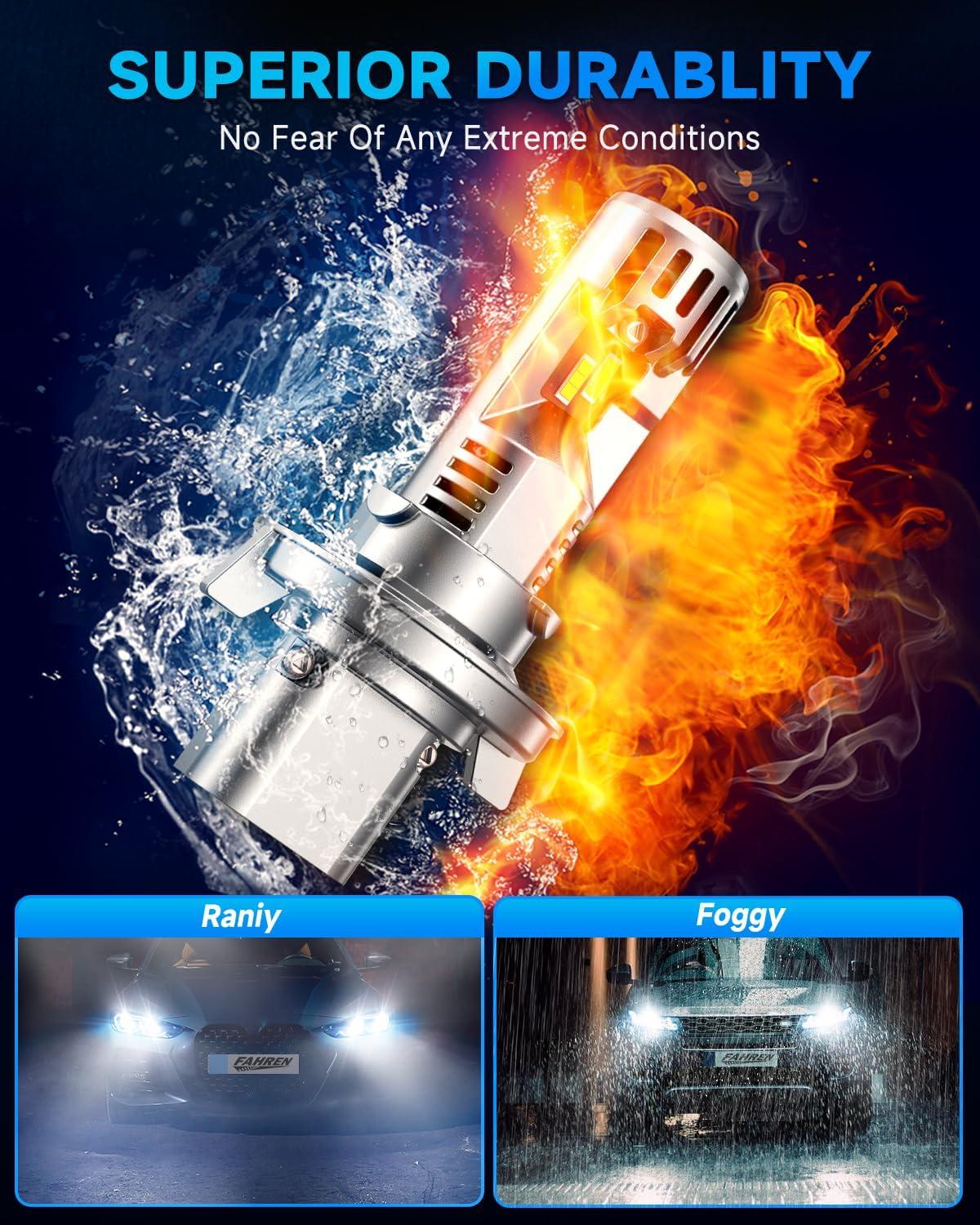 imageFAHREN H139008 Bulb 40000LM Ultra Brightness Real 11 Size Canbus Ready Wireless Plug and Play 6500K White Fog Light Bulbs Cooling Fan 70000H Lifespan Pack of 2