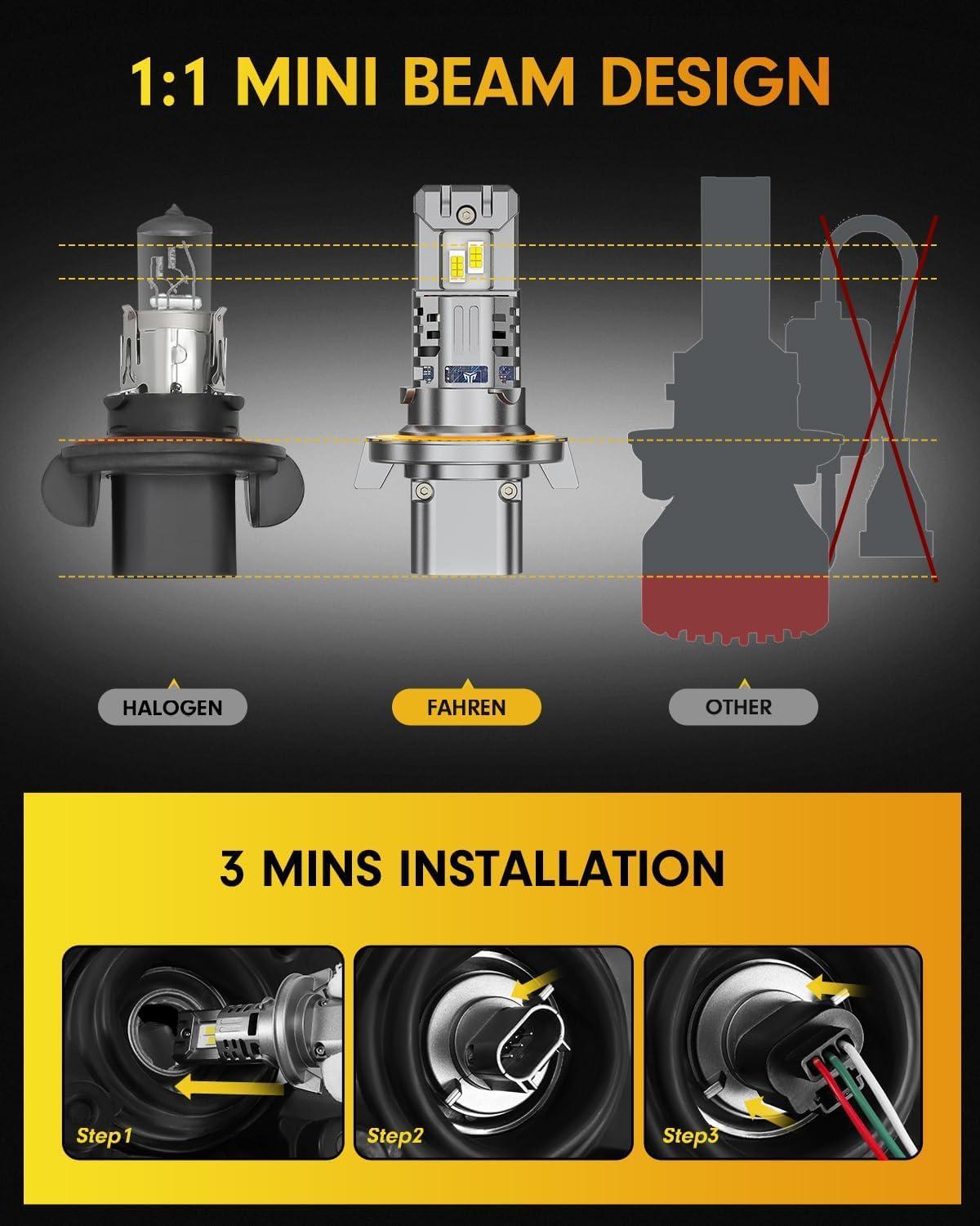 imageFAHREN H49003 Bulbs2 2 Brighter 6500K Cool White 11 Mini Size Plug and Play Upgraded HB2 light fog bulb pack of 29008H13