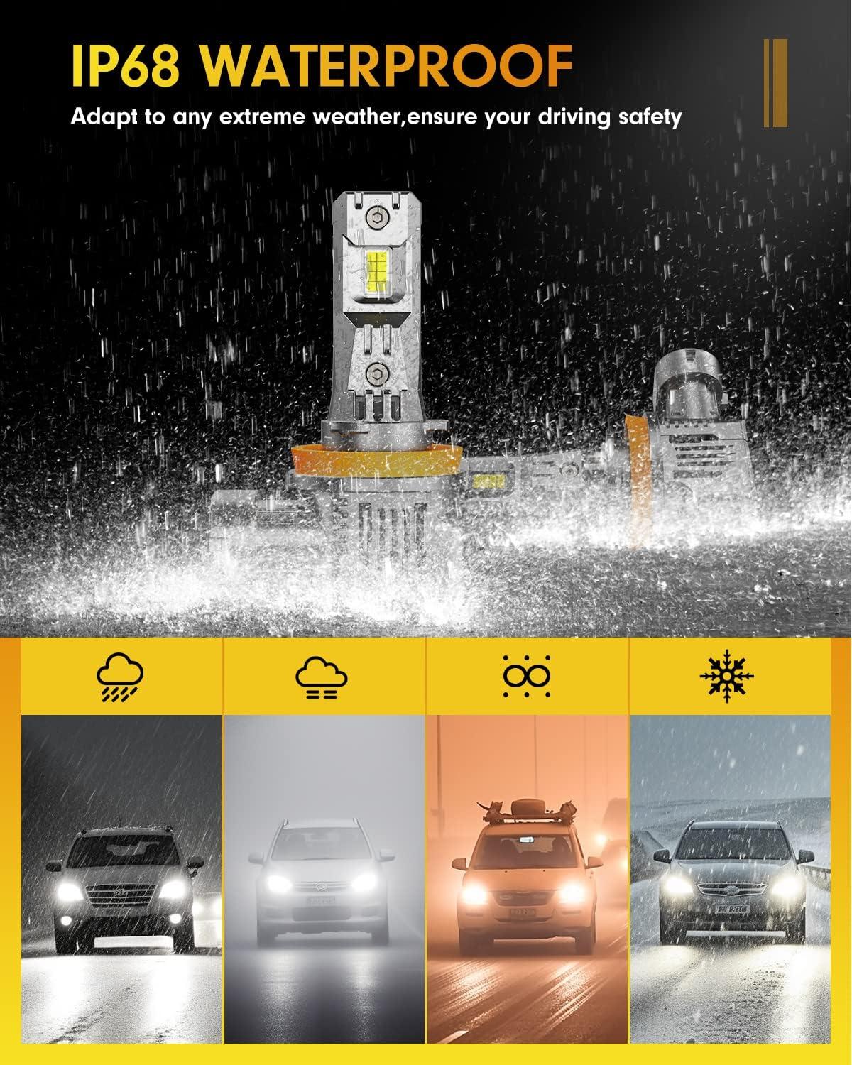 imageFAHREN H49003 Bulbs2 2 Brighter 6500K Cool White 11 Mini Size Plug and Play Upgraded HB2 light fog bulb pack of 2H119005