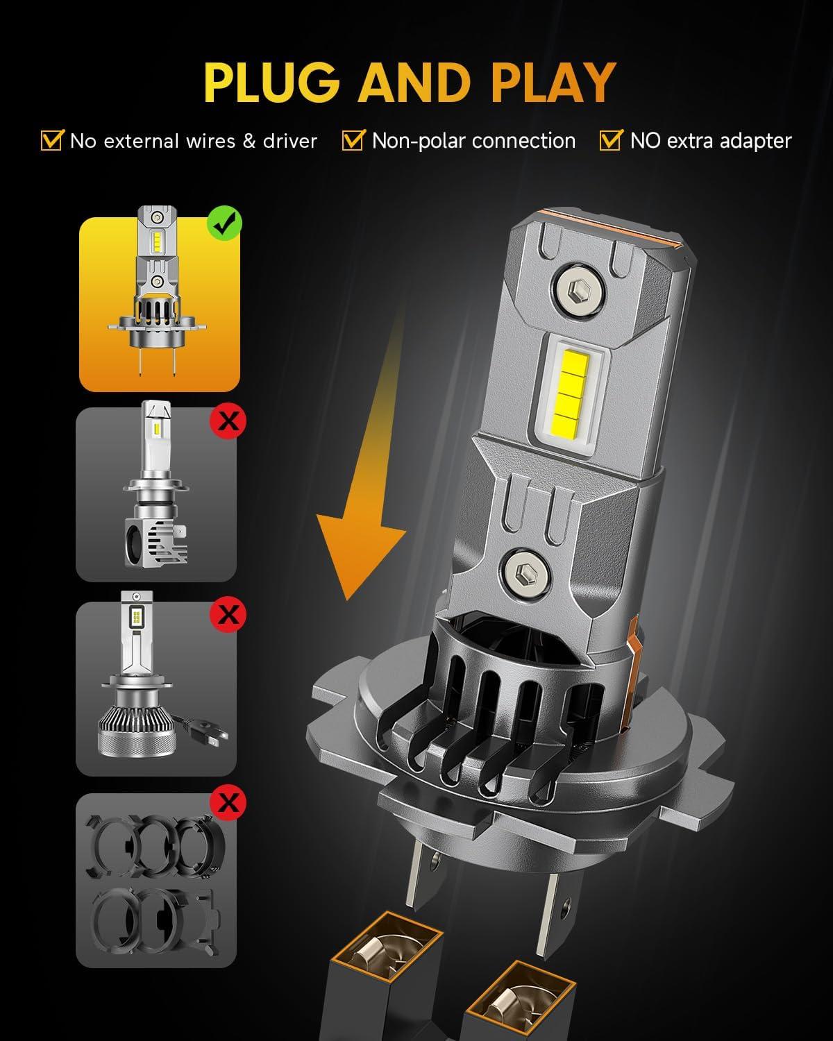 imageFAHREN H49003 Bulbs2 2 Brighter 6500K Cool White 11 Mini Size Plug and Play Upgraded HB2 light fog bulb pack of 2H7