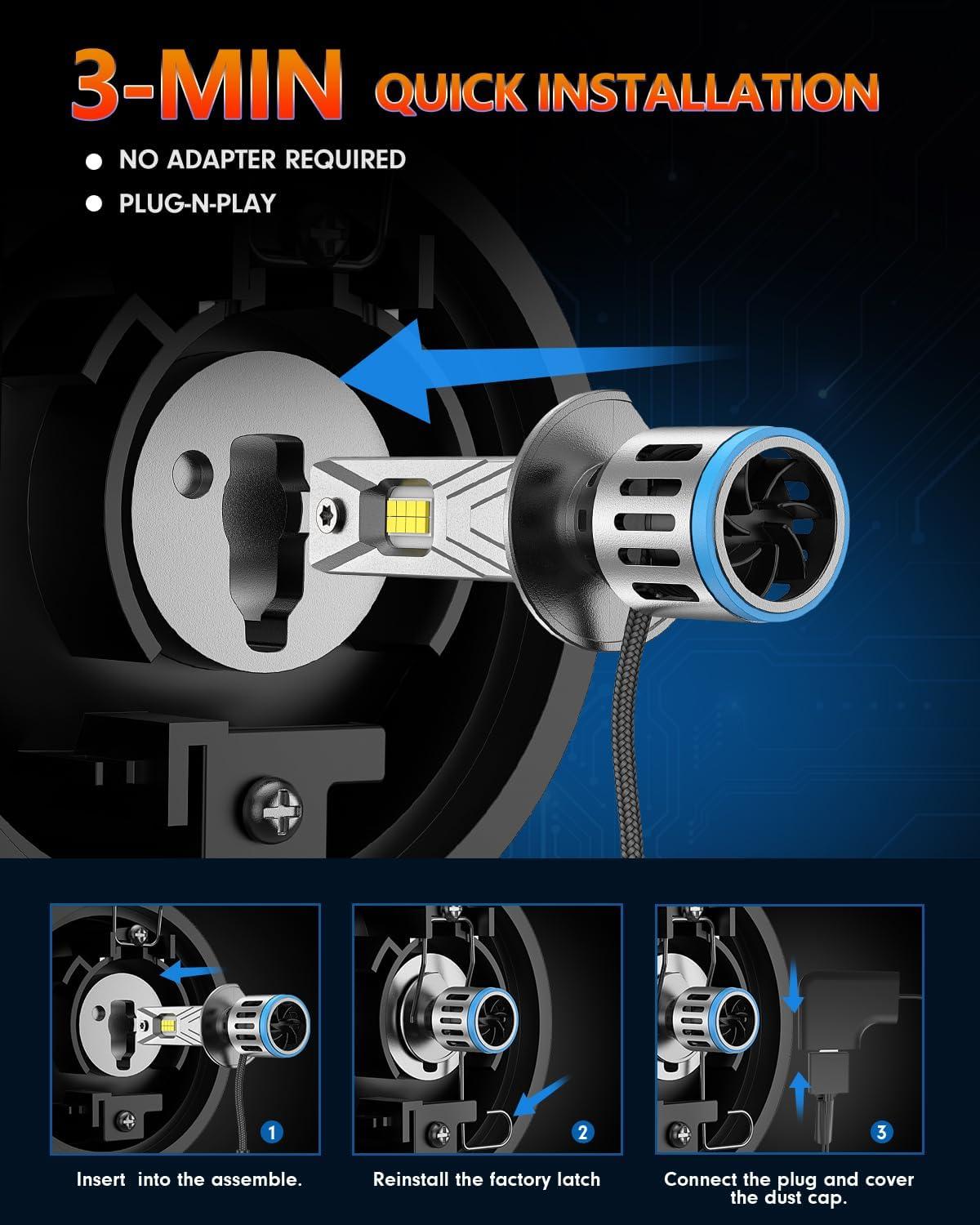 imageFAHREN Upgraded ampamp Brightest H7 Led Bulbs 1000 10X 60000LM Ultra Bright 6500K H7 fog light Mini Size No Adapter NeededIP68 WaterproofPlug and Play Pack of 2H1