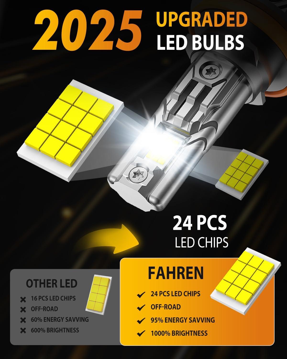 imageUpgraded HB39005 Light Bulb 43000LM Super Bright 6500K 7 Years Long Service Life with Cooling Fan Real 11 Size 9005 Fog Lights CANbusReady Plug and Play lP68 Waterproof Pack of 2H11H8H9