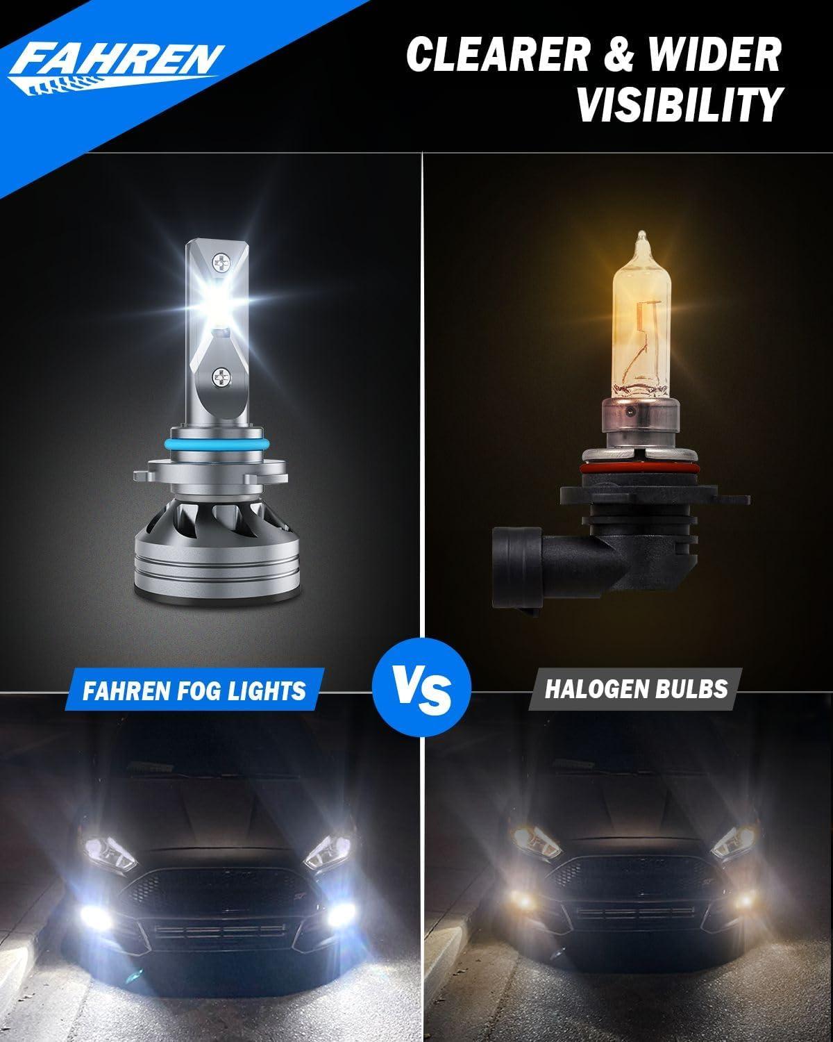 imageUpgraded HB39005 Light Bulb 43000LM Super Bright 6500K 7 Years Long Service Life with Cooling Fan Real 11 Size 9005 Fog Lights CANbusReady Plug and Play lP68 Waterproof Pack of 29012HIR2