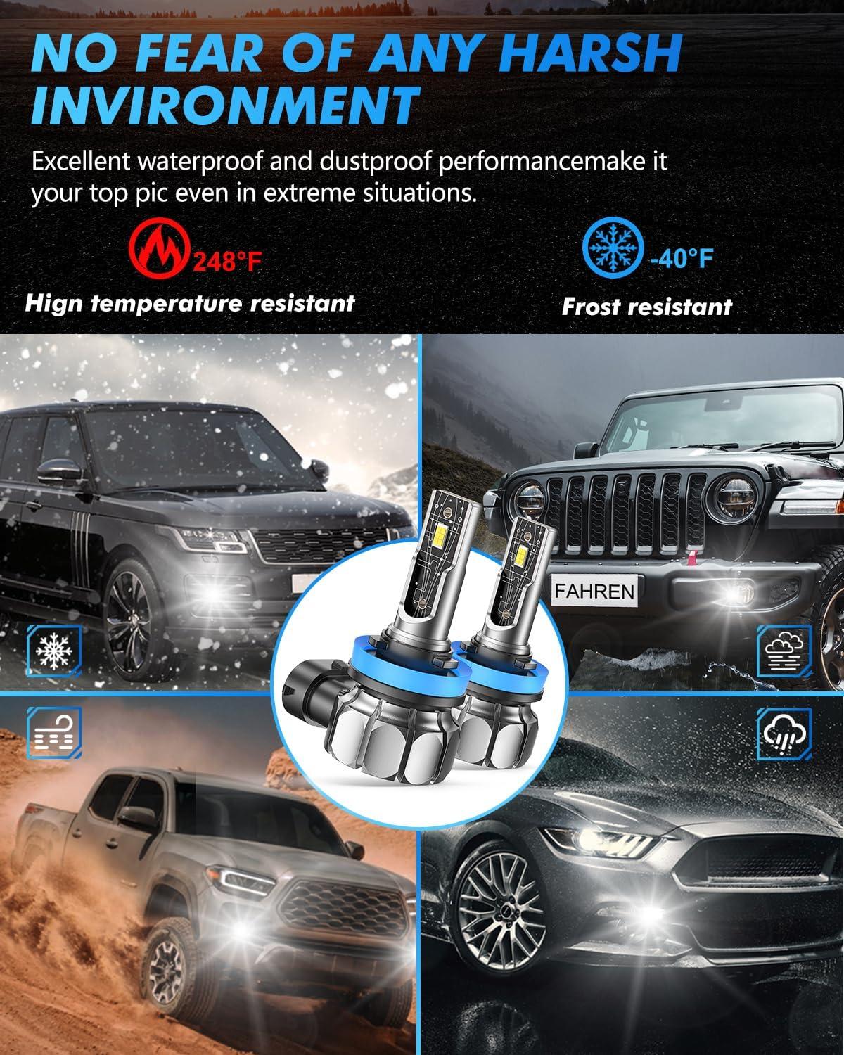 imageUpgraded HB39005 Light Bulb 43000LM Super Bright 6500K 7 Years Long Service Life with Cooling Fan Real 11 Size 9005 Fog Lights CANbusReady Plug and Play lP68 Waterproof Pack of 2H11H9H8