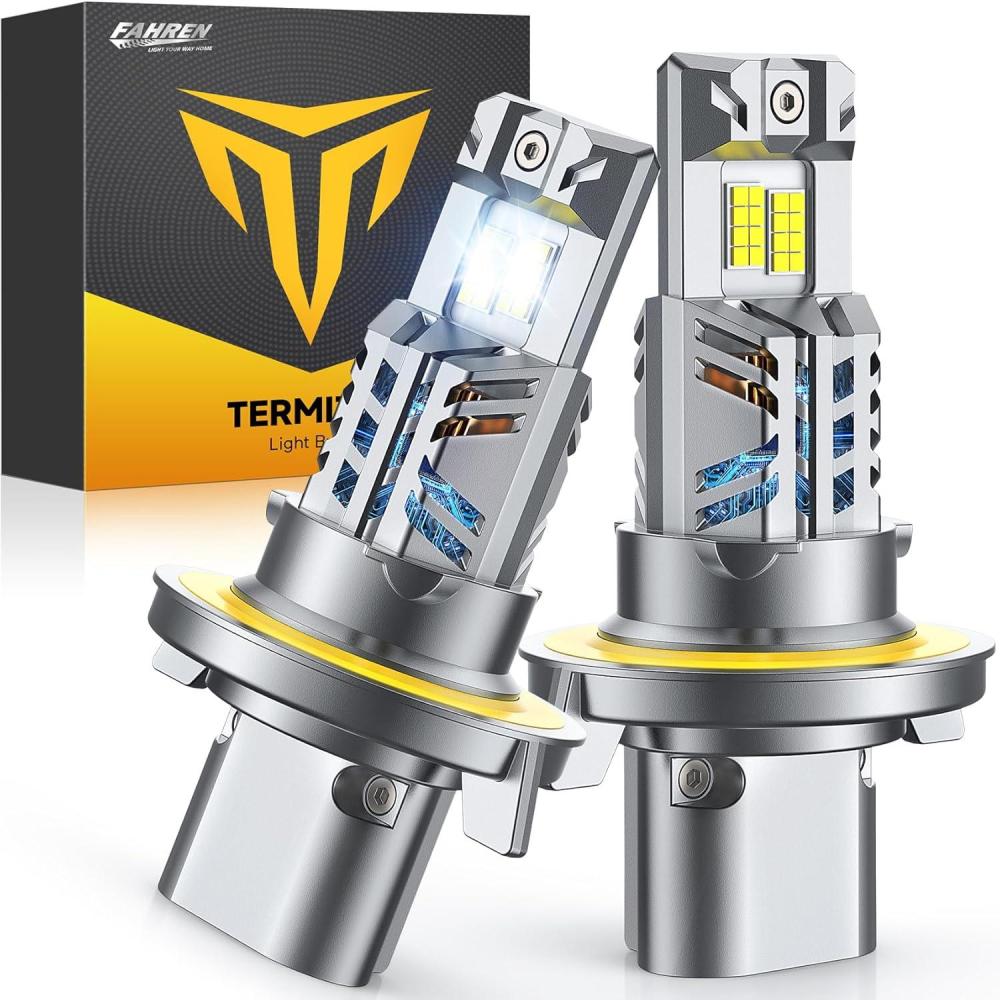 imageFAHREN H7 fog light bulbs 60000LM 12X Upgraded Brightness 70000 Hours Lifespan Real 11 Halogen Mini Size 6500K Cool White 11 Mini Size Plug and Play Pack of 4 2025 Updated9008