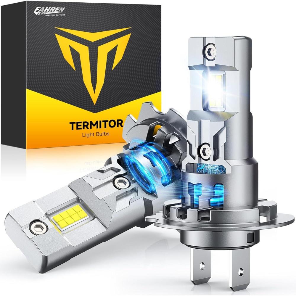 imageFAHREN H7 fog light bulbs 60000LM 12X Upgraded Brightness 70000 Hours Lifespan Real 11 Halogen Mini Size 6500K Cool White 11 Mini Size Plug and Play Pack of 4 2025 UpdatedH7