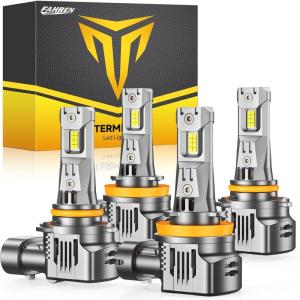 imageFAHREN 9005HB3 H11H8H9 Led Bulbs Combo  120000LM 1200 Super Brighter 2025 Updated Fog Light Bulbs 11 Mini Size 6500K Cool White Quick Install True Plug ampamp Play Pack of 4H119005