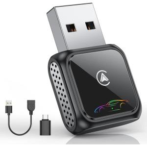 imageFAHREN Super Mini Wireless CarPlay Adapter Latest UpgradedBluetooth Apple Car Play Dongle Zero Latency Stable Connection Compatible with iPhone 6 ampamp Android Auto 10 Cars from 2017 USBTypeC