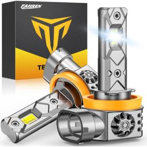 imageFAHREN NewGen ampamp Modern H7 Light Bulbs 12X 60000 Lumens Ultra Bright 6500K H7LL Fog Lights  Mini Size No extra Adapter Required with Cooling Fan Direct Install Tire Lights Pack of 2H11H9H8