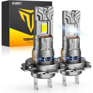 imageFAHREN NewGen ampamp Modern H7 Light Bulbs 12X 60000 Lumens Ultra Bright 6500K H7LL Fog Lights  Mini Size No extra Adapter Required with Cooling Fan Direct Install Tire Lights Pack of 2H7