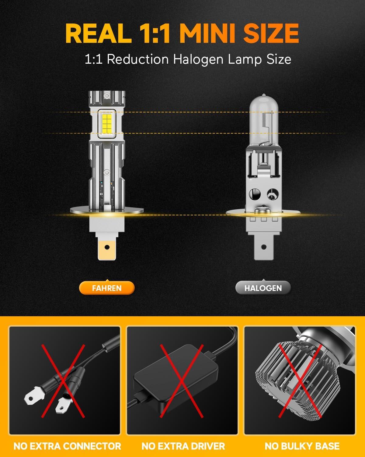 imageFAHREN H11 light Bulb 11 Mini Size Fog Lights Plug ampamp Play No Adapter Required IP68 Waterproof NonPolarity Pack of 2H1