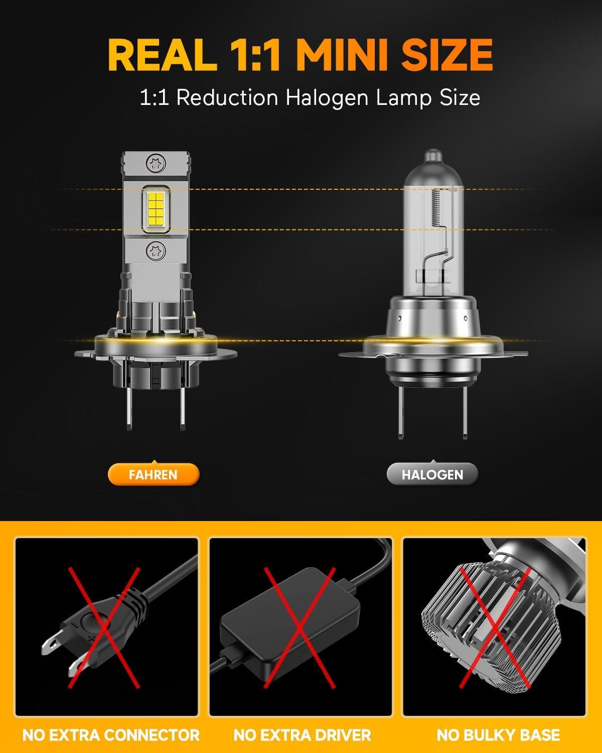 imageFAHREN H11 light Bulb 11 Mini Size Fog Lights Plug ampamp Play No Adapter Required IP68 Waterproof NonPolarity Pack of 2H7