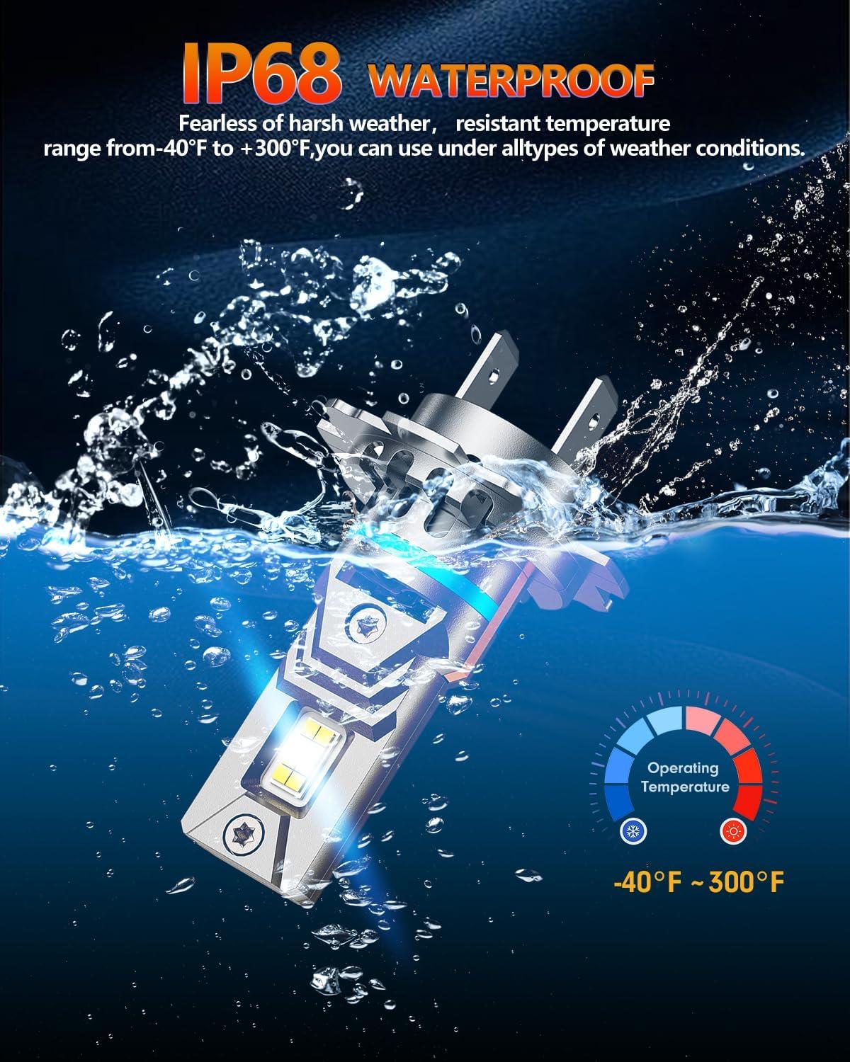 imageFAHREN Lastest ampamp Upgraded h7 bulbs120W 40000LM output brighter 900 Brightness 6500K White h7 fog bulbsNo Adapter RequiredPlug and Play Pack of 2H7