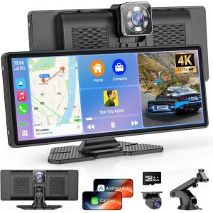 imageFAHREN 1026quot Wireless CarPlay ampamp Android Auto Touchscreen Car Stereo 4K Dash Cam ampamp 2K Backup Camera Bluetooth WiFi GPS Navigation Voice Control Music Calls  Safer Smarter Driving Upgrade