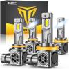 imageFAHREN Upgraded H11H9H8 9005HB3 LED Bulb Combo   Brighter 6500K with Cooling Fan H11 9005 Bulbs 11 Mini Size H9 H8 HB3 Fog Lights Bulb Plug and Play Pack of 4H11 9005