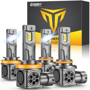 imageFAHREN H11 9005  Bulbs Combo  ampamp  130000LM 13X Ultra BrighterTrue PlugNPlay H9 H8 HB3 Fog Light Bulbs 11 Same Size Canbus Ready No Polarity Pack of 4