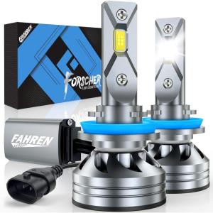 imageFAHREN H11H9H8 Light Bulb 50000LM UltraBright 6500K White Easy Installation H11 Fog Light Bulbs Running Board Light Assemblies CANbus Ready Pack of 2