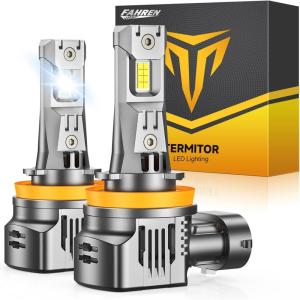 imageFAHREN Ultra Bright H11 Bulbs  H11H8H9 Lights 13X Brighter HighFocus LEDSafe Night Driving 6500K Cool White H16 Fog LightLow Noise Advanced Cooling80000Hrs LifePack of 2 HIDH11H8H9