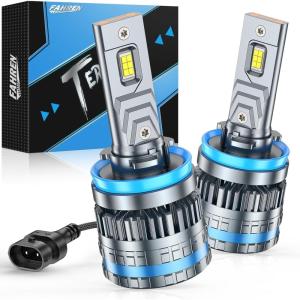 imageFAHREN 2026 Brightest H11 Bulbs  60000LM H11H8H9H16 Lights 12X HighFocus LED Fog Light Builtin Canbus Ready Unique WideLong Heat Sink Sleek Clear Aesthetic Braided Cable Pack of 2