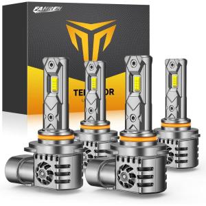 imageFAHREN H11H8H9 9005HB3 LED Bulbs Combo 100000LM 1200 Brighter 9005 H11 Fog Light Bulbs with 6500K White HighPerformance 11 Size Running Board Light NonPolarity Pack of 490059006