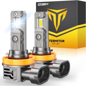 imageFAHREN H11H9H8 light Bulb Upgraded ampamp Brightest 50000LM 1000 Super Bright Bulb 11 Mini Size No Adapter Required6500K White NonPolarity Plug and Play H11 Fog light bulbs Pack of 2