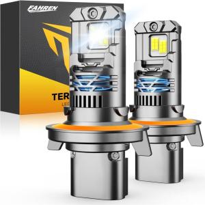 imageFAHREN H13 9008 Light Bulbs NewGen HighPerformance 100000LM 14X Ultra Bright 11 Size 9008 Fog Light 60 Builtin CANbus 75000Hrs Lifespan Plug and Play Running Board Lights Pack of 2