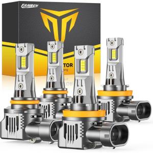 imageFAHREN H11 9005 Light Bulbs Combo 6500K Cool White 120000LM High Brightness 16 CSP Chips 11 Halogen Size IP68 Waterproof Fog Light Long Lifespan Plug and PlayPack of 4