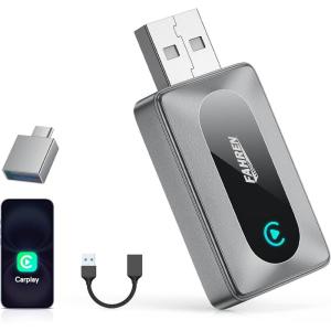 imageFAHREN Apple CarPlay Wireless Adapter Converts Wired to Mini Bluetooth carplay Adapter Compatible iOS with USB A ampamp Type C
