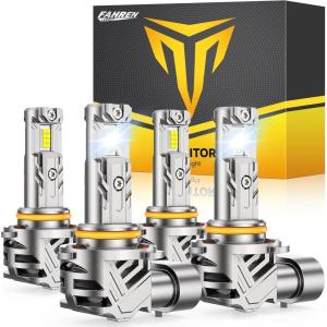 imageFAHREN 9005 9006 Light Bulbs Combo Pack 100000LM 1000 Modern amp Ultra Bright Super Bright Bulb 11 Mini Size No Adapter Required 6500k Cool white HB3HB4 Compatible PlugandPlay Pack of 490059006